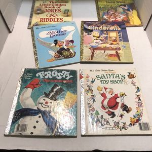 Vintage Set Children’s A Little Golden Book Lot Of 6 Frosty, Santa, Cinderella +